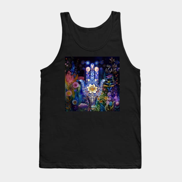 Hippy Floral Art,Hamsa Hand, Tank Top by Dream and Design